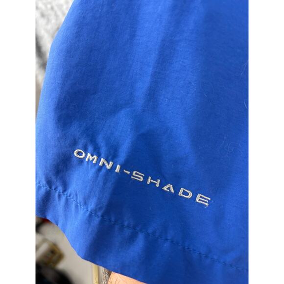 Columbia PFG Fishing Shirt Blue Short Sleeve Button Front Men’s 2XT Vented - Picture 9 of 13